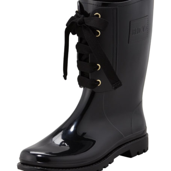 RED Valentino | Lace-Up Rain Boots in black - Picture 1 of 7